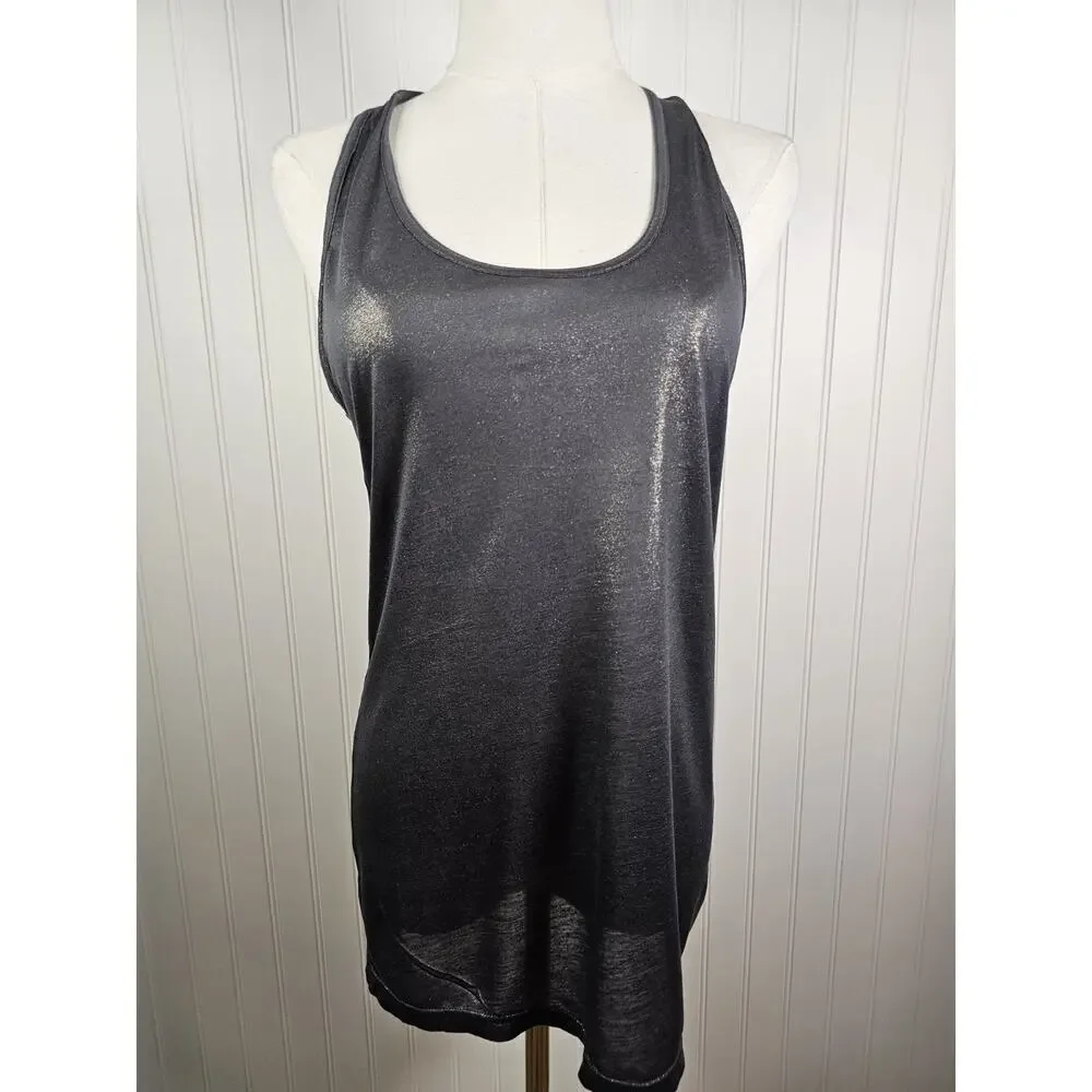 Free People‎ Charcoal Metallic Tank Top Women's Size M NWT